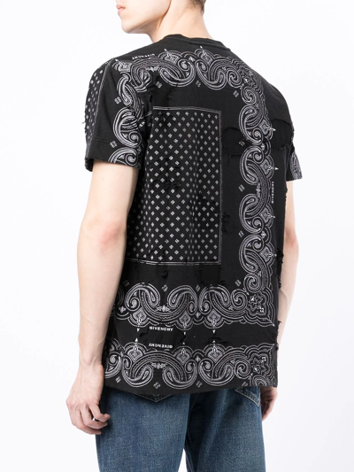 Givenchy Distressed-effect Bandana-print T-shirt In Black
