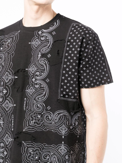 Givenchy Distressed-effect Bandana-print T-shirt In Black