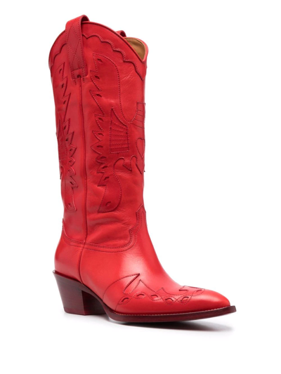 Shop Buttero Knee-length Cowboy Boots In Red