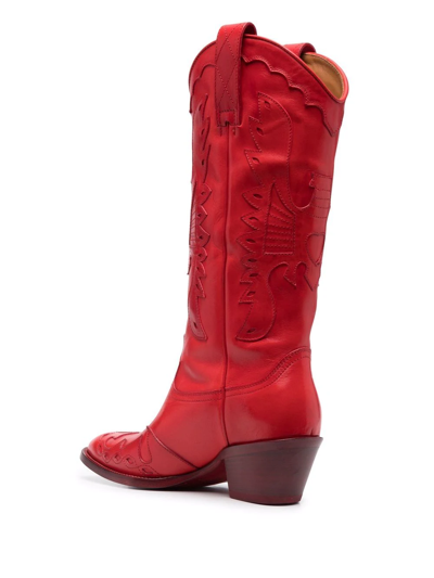 Shop Buttero Knee-length Cowboy Boots In Red