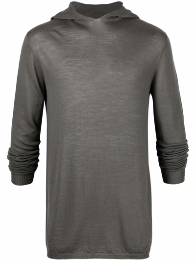 Shop Rick Owens Long-sleeve Hoodie In Grey