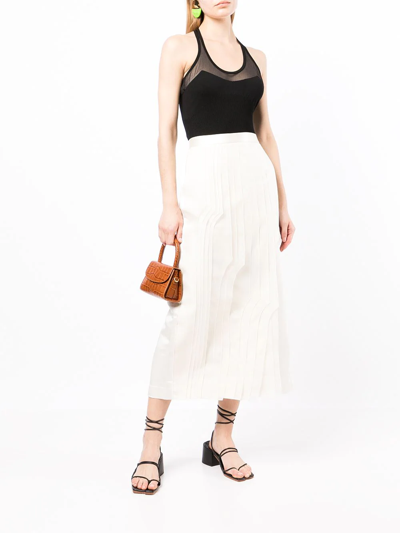 Shop Tibi Midi Pleated Skirt In White