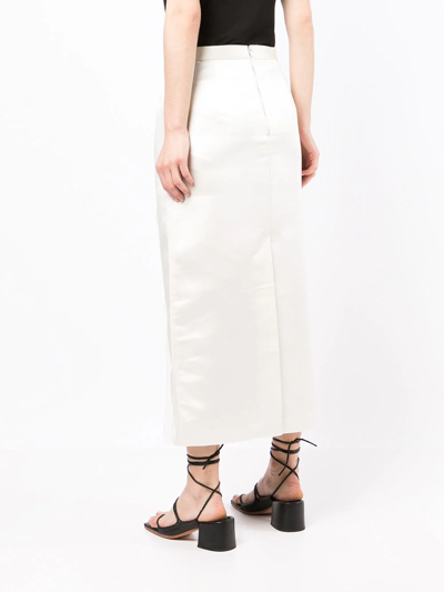 Shop Tibi Midi Pleated Skirt In White