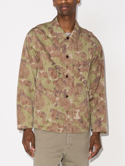 Shop Visvim Baker Camouflage Print Shirt Jacket In Brown