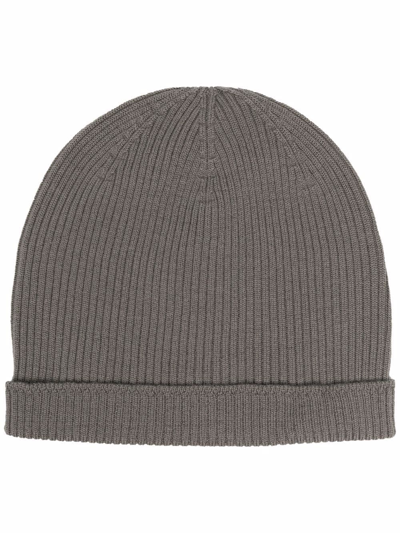 Shop Rick Owens Ribbed-knit Wool Beanie In Grey