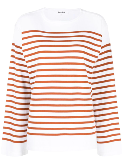 Shop Enföld Stripe Print Sweatshirt In White