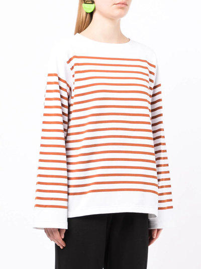 Shop Enföld Stripe Print Sweatshirt In White