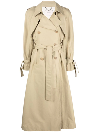 Shop Dorothee Schumacher Double-breasted Trench Coat In Neutrals