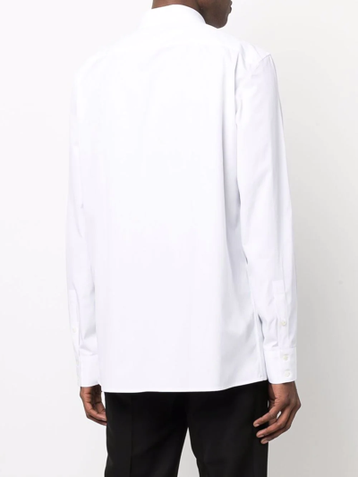 Shop Balmain Long-sleeve Buttoned Shirt In White