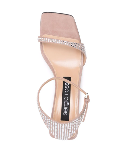 Shop Sergio Rossi Gem-embellished Leather Sandals In Pink