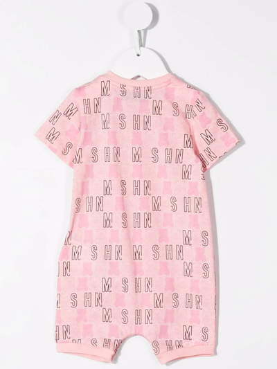Moschino Teddy Logo Print Short-sleeved Shorties In Pink
