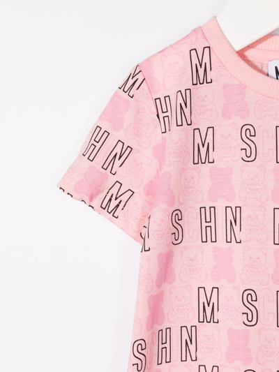 Moschino Teddy Logo Print Short-sleeved Shorties In Pink