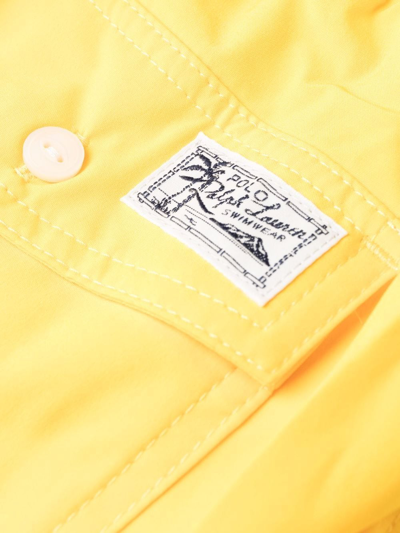 Shop Polo Ralph Lauren Logo Drawstring Swim Shorts In Yellow