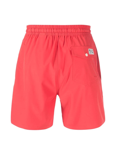 Shop Polo Ralph Lauren Logo Drawstring Swim Shorts In Red