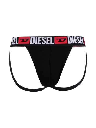 Shop Diesel Umbr-jocky Jockstraps (pack Of Three) In Black