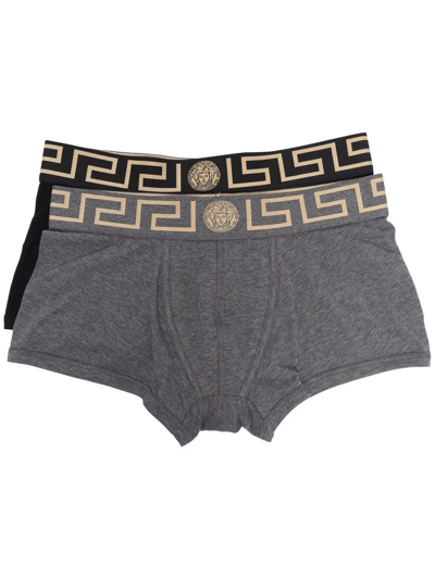 Shop Versace Two Piece Set Logo Boxers In Black