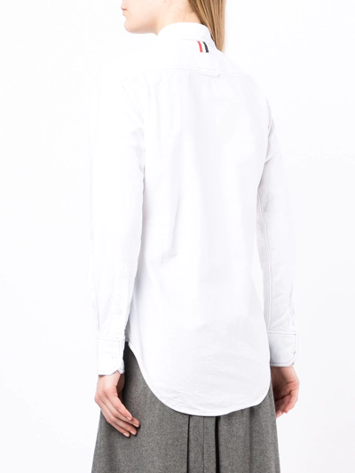 Thom Browne Scallop Collar Long Sleeve Cotton Button-up Shirt In White
