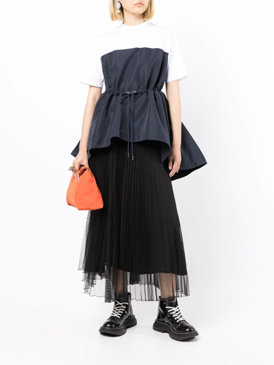 Alexander Mcqueen Asymmetric Drawstring Top In Blue