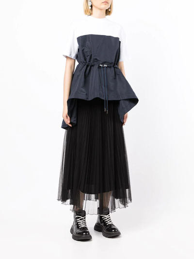 Alexander Mcqueen Asymmetric Drawstring Top In Blue
