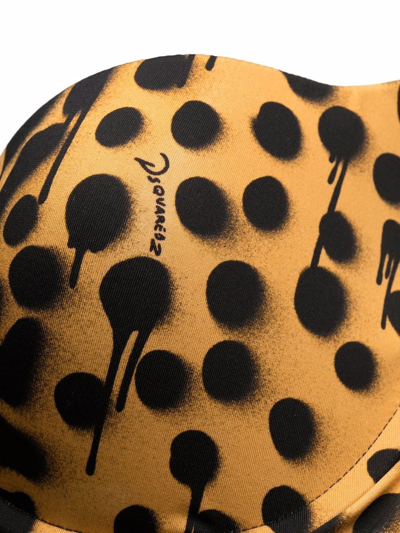 Dsquared2 Leopard Print Bikini Top In Schwarz