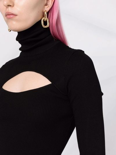 Dolce & Gabbana Cut-out Roll-neck Silk-blend Top In Schwarz