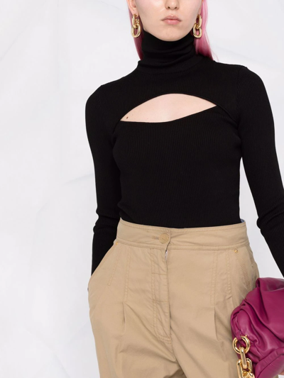 Dolce & Gabbana Cut-out Roll-neck Silk-blend Top In Schwarz