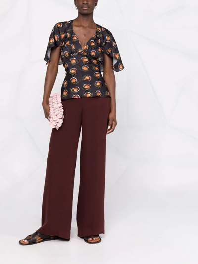 Rabanne Motif-print V-neck Top In Schwarz