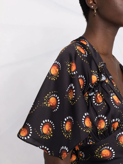 Rabanne Motif-print V-neck Top In Schwarz