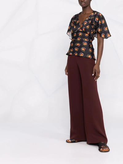 Rabanne Motif-print V-neck Top In Schwarz