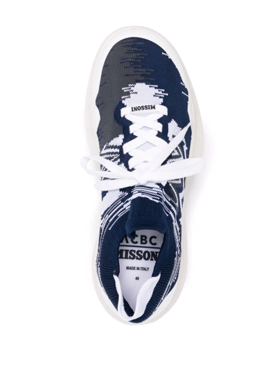 Shop Missoni Embroidered Low-top Sneakers In Blau
