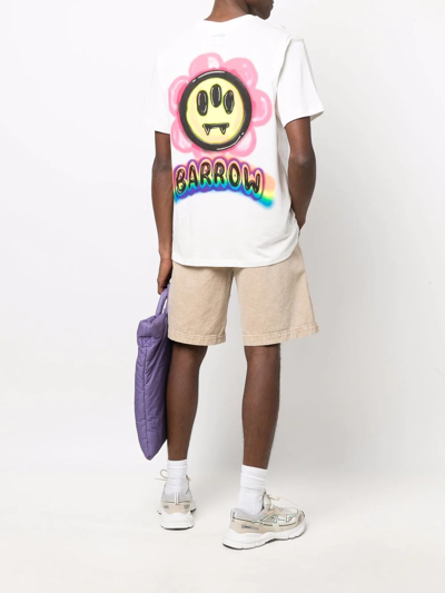 Shop Barrow Rainbow Logo-print T-shirt In Weiss