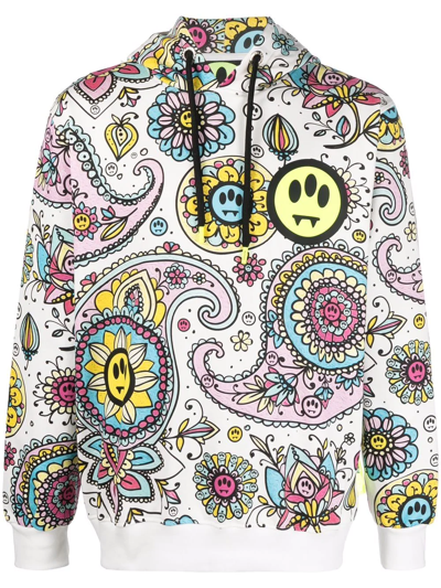 Shop Barrow Paisley Logo-print Pullover Hoodie In Weiss