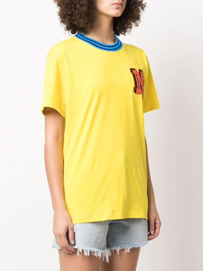 Shop Moschino Chest Logo-print T-shirt In Gelb