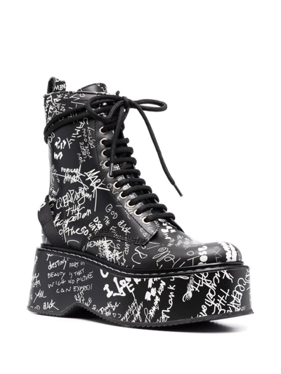 Shop Dsquared2 Graphic-print Lace-up Boots In Schwarz