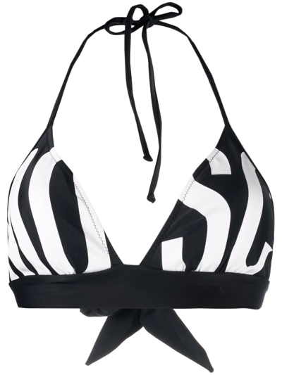 Shop Moschino Logo-print Bikini Top In Schwarz