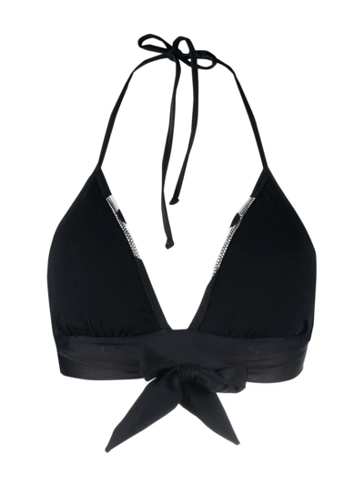Shop Moschino Logo-print Bikini Top In Schwarz