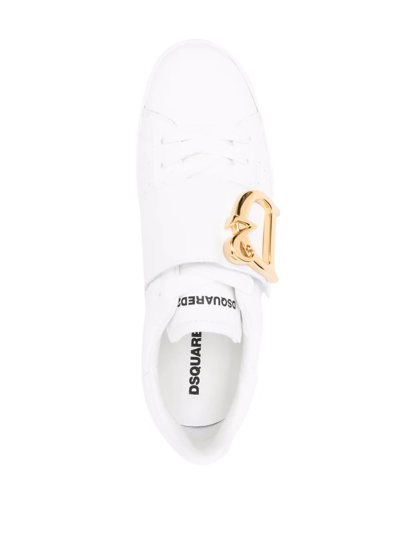 Shop Dsquared2 Logo Plaque Strap Sneakers In Weiss