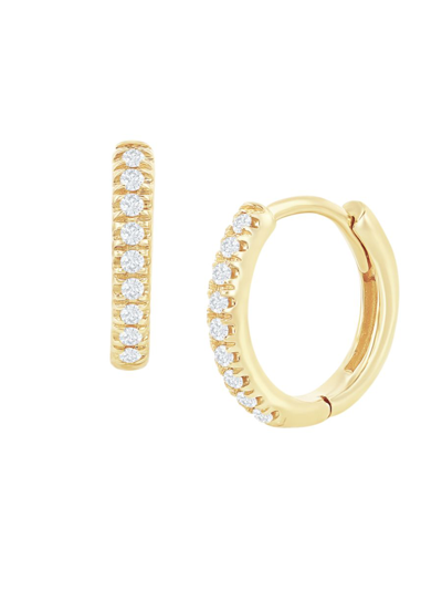 Shop Nephora Women's 14k Yellow Gold & Diamond Hoop Earrings