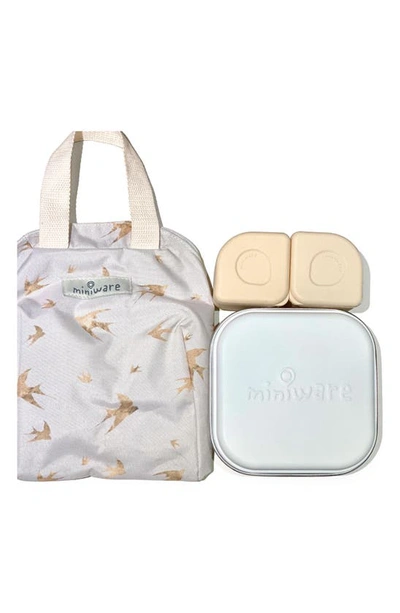 Miniware Grow Bento Box & Lunch Tote Set In Snow Peach