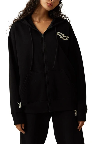 Black playboy zip up hoodie new arrivals