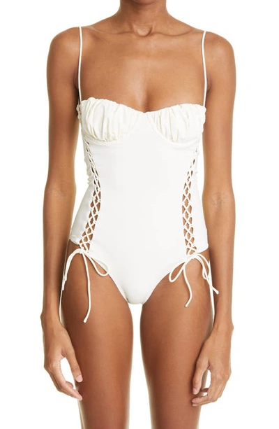 Waves One-piece Swimsuit In Matte White