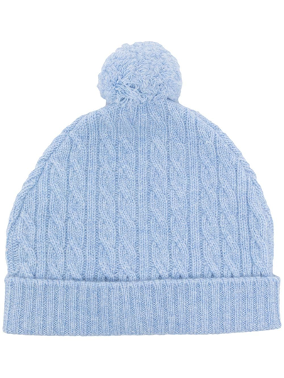 Shop N•peal Knitted Organic Cashmere Hat In Blue