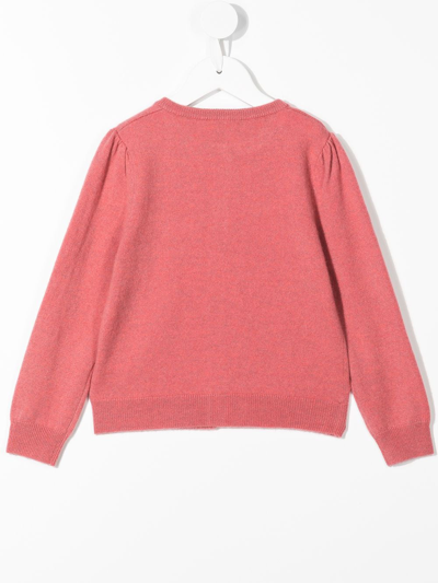 Shop N•peal Organic Cashmere Fine-knit Cardigan In Red