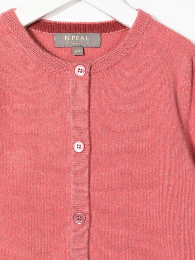 Shop N•peal Organic Cashmere Fine-knit Cardigan In Red