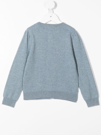 Shop N•peal Organic Cashmere Fine-knit Cardigan In Blue