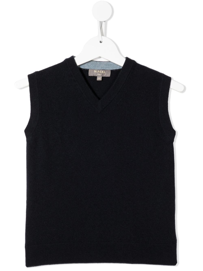 Shop N•peal Organic Cashmere Knitted Vest Top In Blue