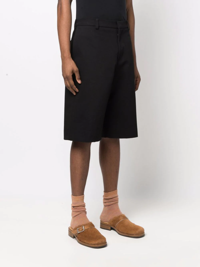 Shop Etro High-waisted Cotton Bermuda Shorts In Black