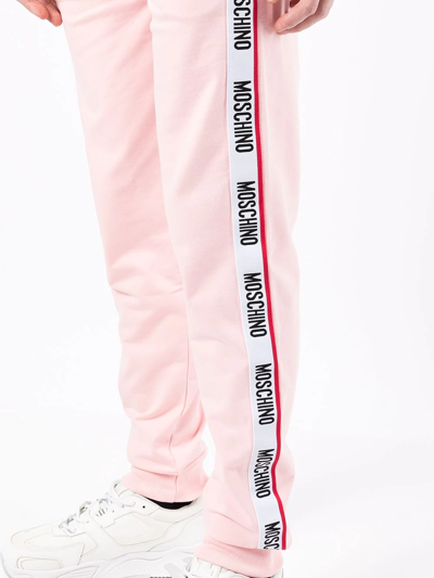 Shop Moschino Logo-tape Sweatpants In Pink