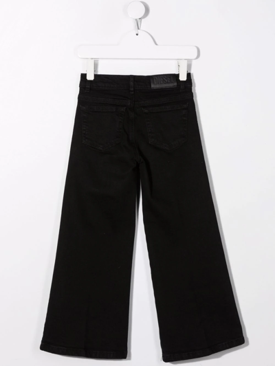 Diesel Teen Wide-leg Cotton Jeans In Black