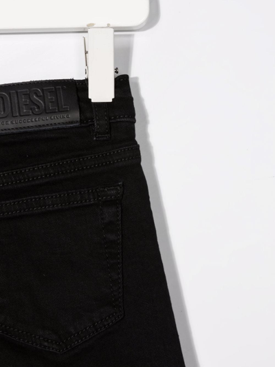 Diesel Teen Wide-leg Cotton Jeans In Black